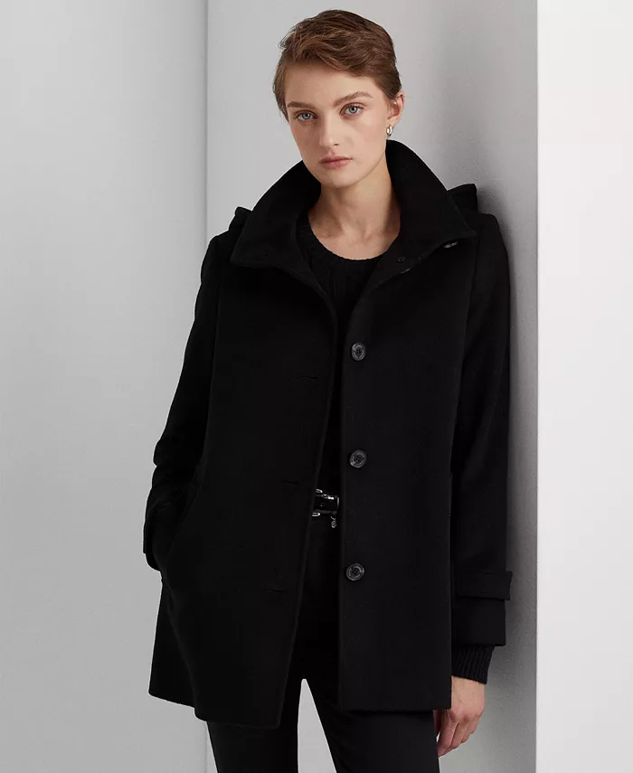 

Женское пальто Icon с капюшоном А-силуэта Lauren Ralph Lauren, черный