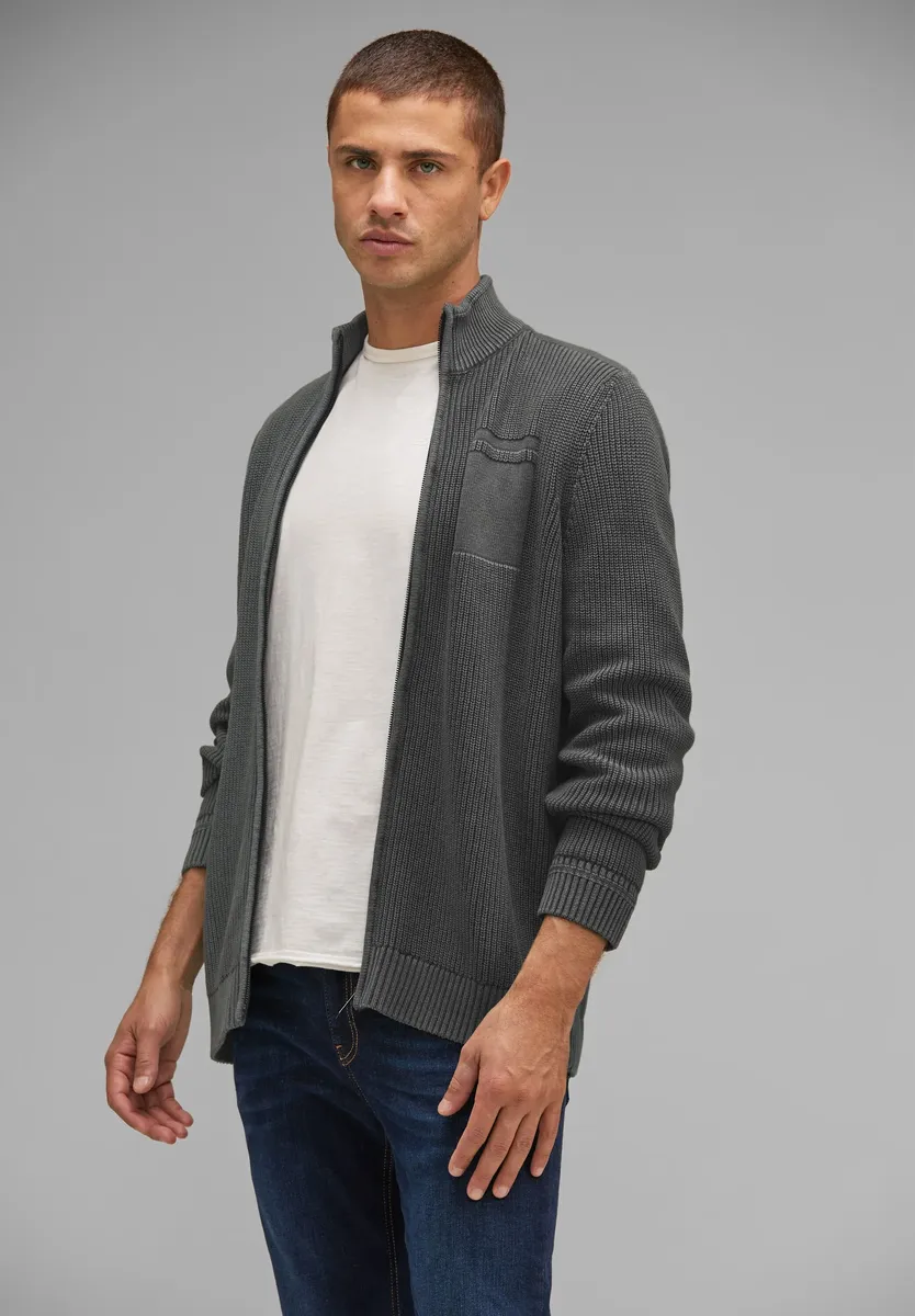 

STREET ONE МУЖСКОЙ Кардиган, с воротником стойкой Street One Men, серый