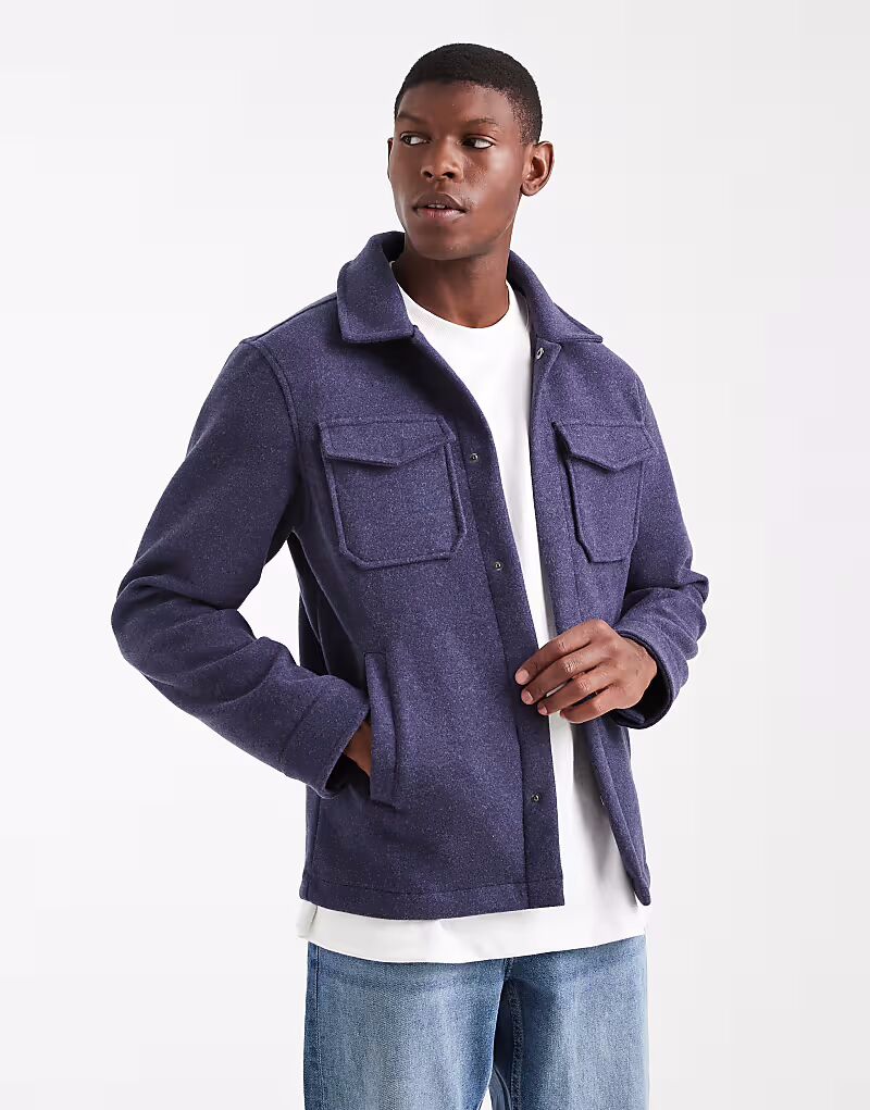 

Куртка на пуговицах в темно-синем цвете Brave Soul