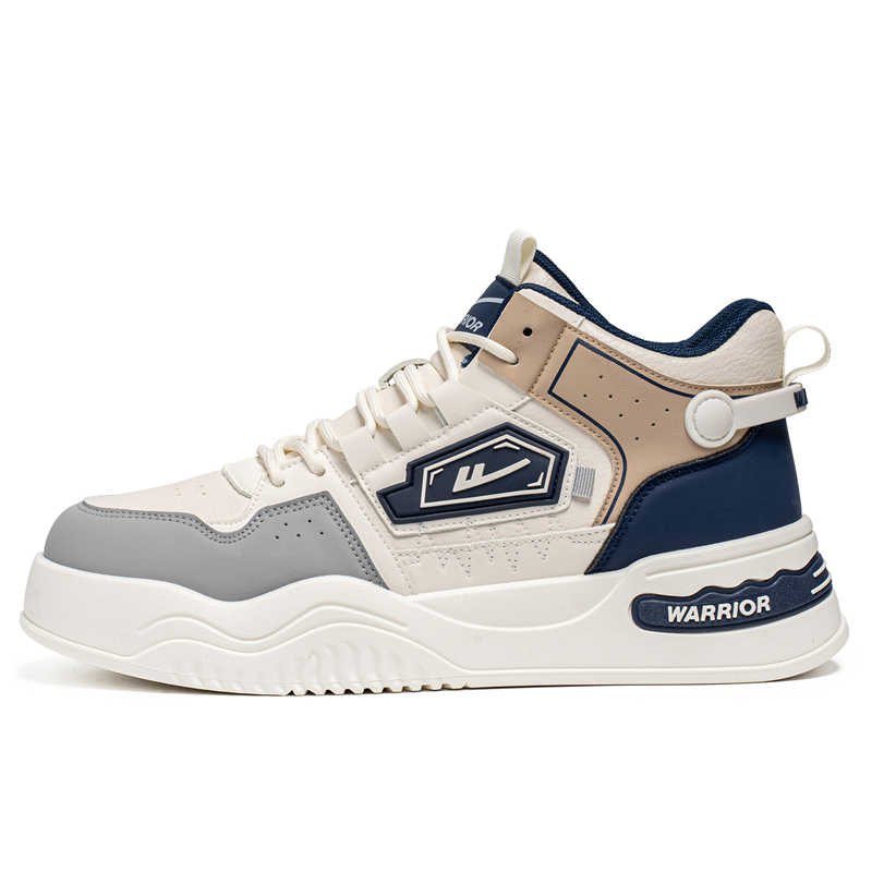 

WARRIOR Мужские бело-черные повседневные кроссовки Mid top с амортизацией, износостойкие и легкие