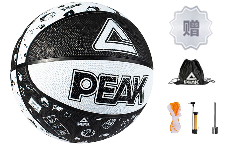 

PEAK Резиновый баскетбольный мяч Black White размер 7 тренировочный унисекс