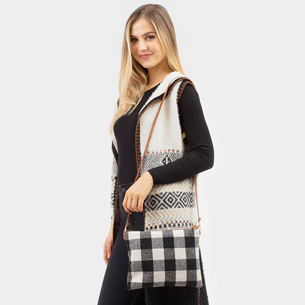 

Баффало Плед Кроссбоди / Ремешок на запястье FASHNZFAB, черный