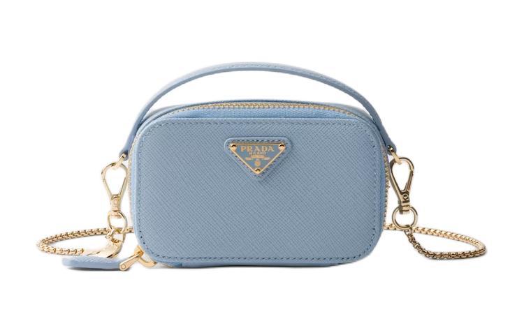

Prada Мини-сумочка из сафьяновой кожи, женская, светло-голубая