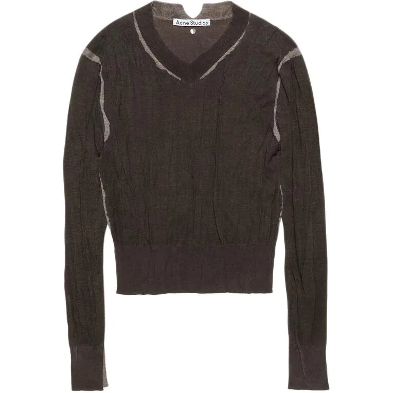 Джемпер с v-образным вырезом Wrinkled Acne Studios, Brown Gray