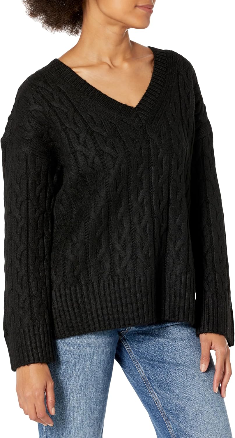 

Женский свитер Calvin Klein с V-образным вырезом и длинными рукавами, Black