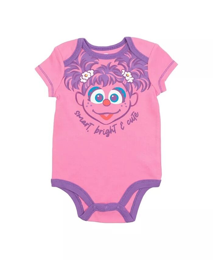 Комплект из 5 приятных боди с короткими рукавами Elmo Cookie Monster Bird для маленьких девочек Sesame Street, мультиколор — фото 3