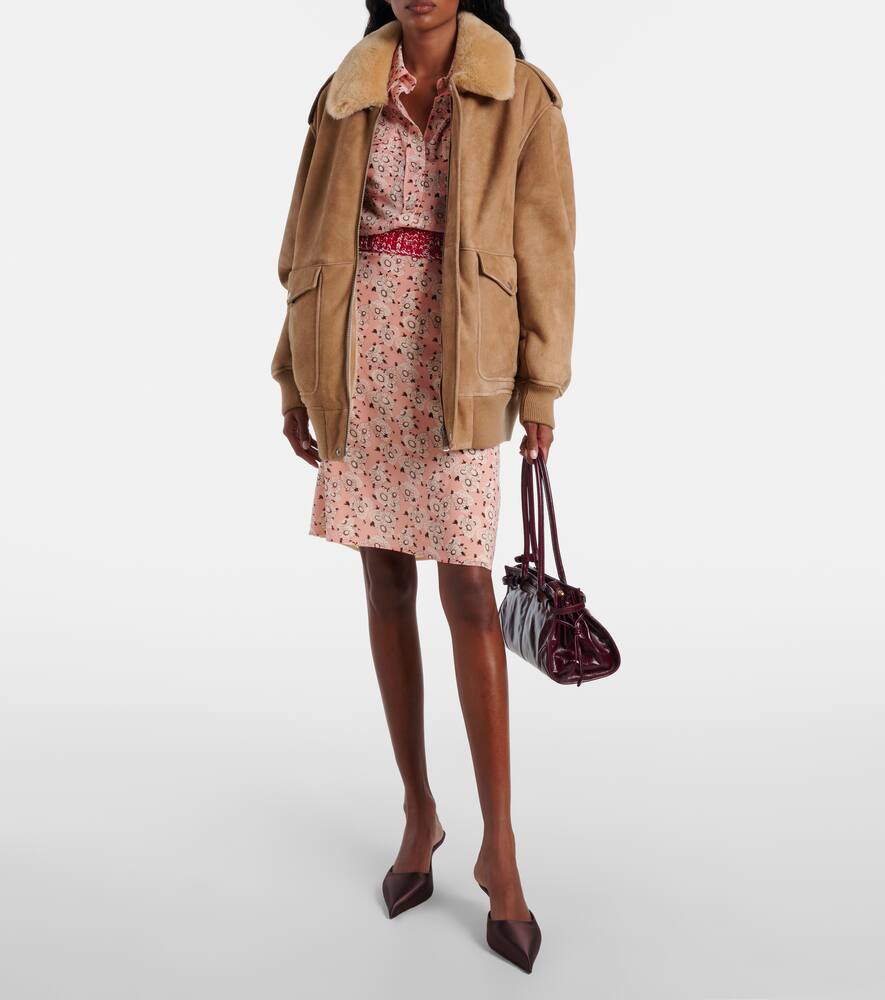 Цветочная юбка-карандаш из смесового шелка Prada, Camelia — фото 2