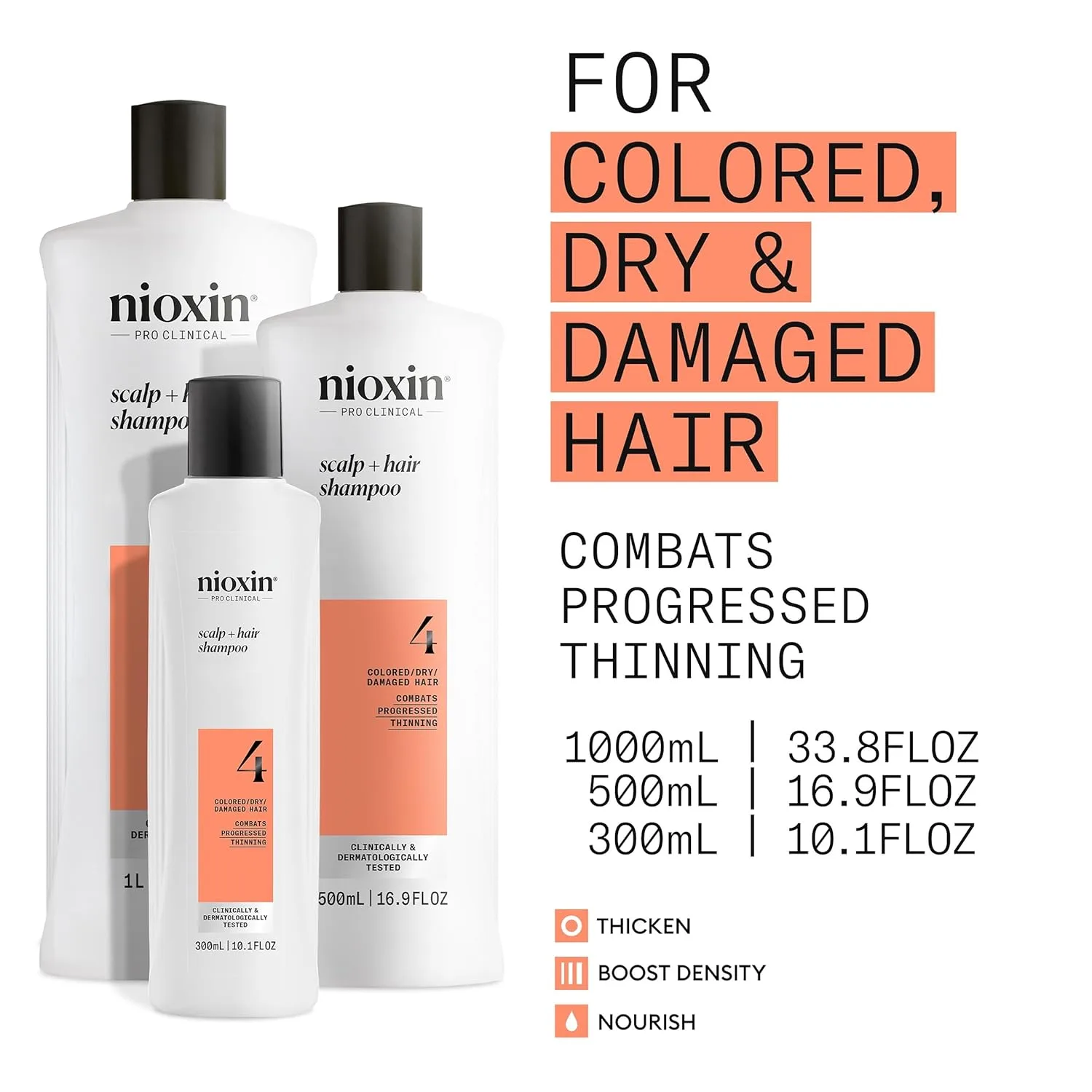 Nioxin System 4 шампунь для увеличения объема волос и кожи головы для окрашенных, сухих и поврежденных волос с прогрессирующим истончением 2,11 фунта (.) — фото 3