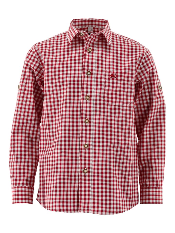 

Детская традиционная рубашка Лафоа, средне-красного цвета OS-Trachten