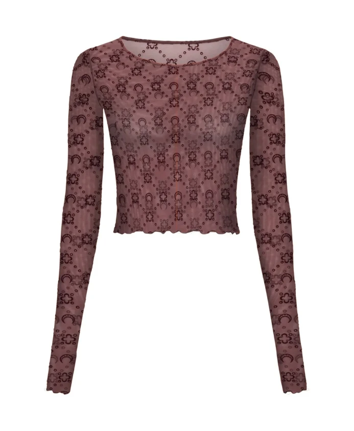 

Укороченный топ Moonogram из сетчатой ткани с ворсом Marine Serre, мультиколор