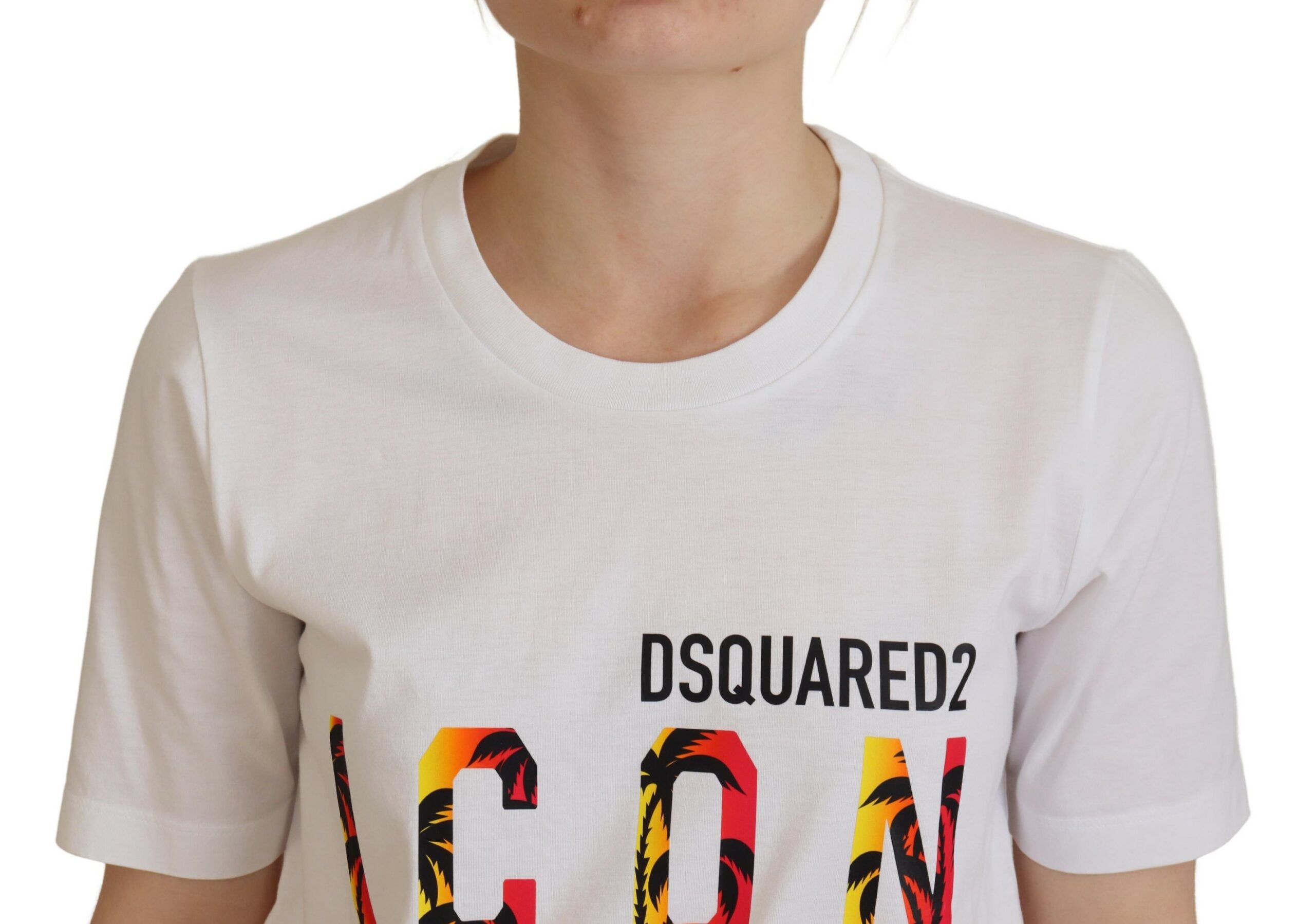 Белая хлопковая футболка с круглым вырезом и принтом логотипа Icon Dsquared2 — фото 4