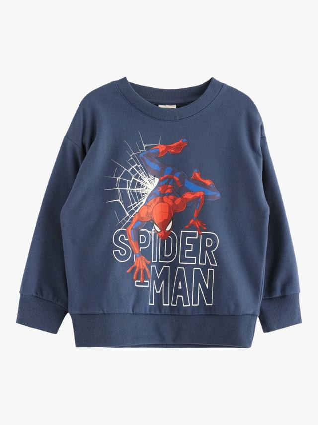 Детская хлопковая толстовка с круглым вырезом Spiderman Lindex, Dark Blue — фото 4