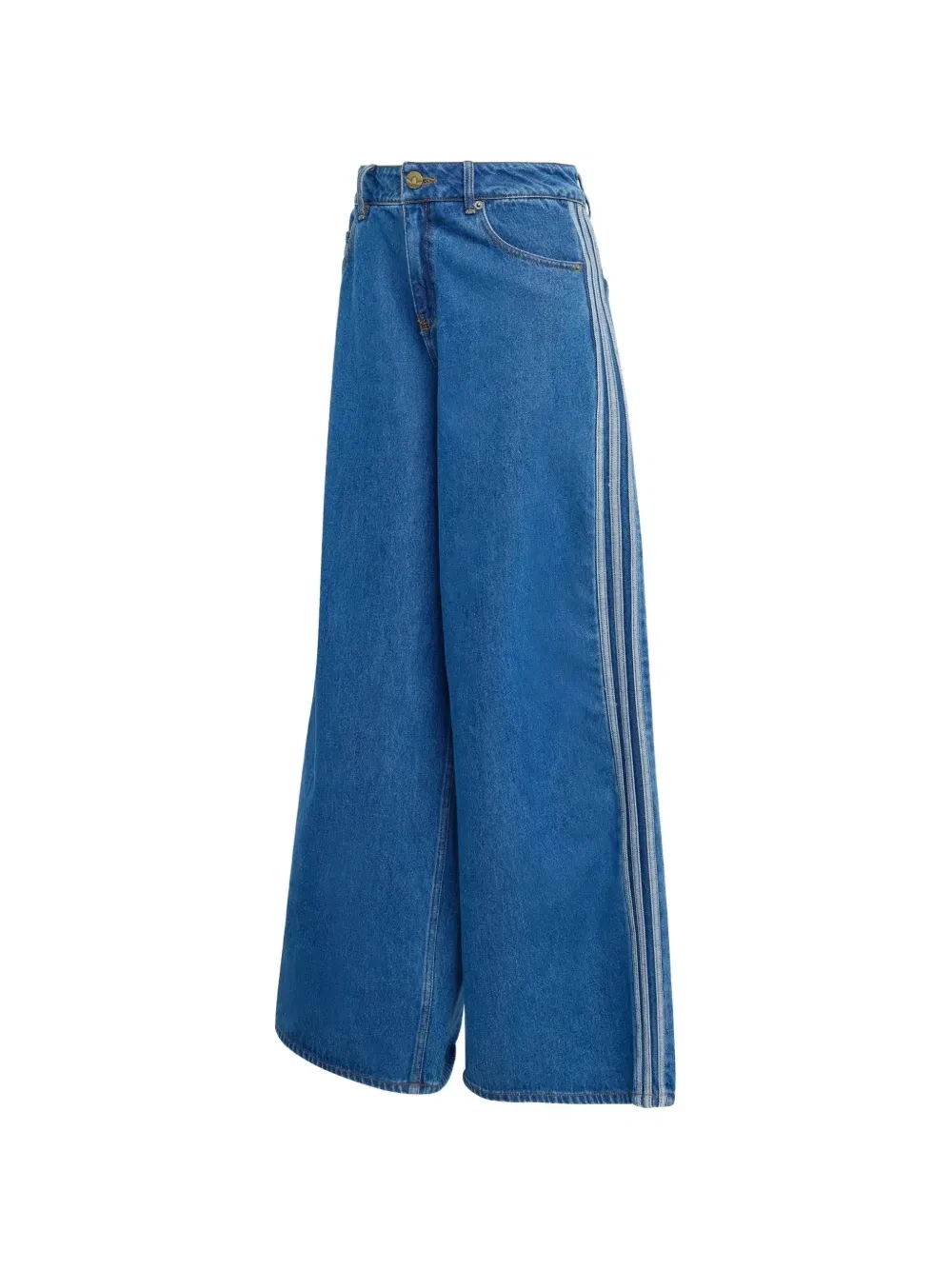 Джинсы широкого кроя в полоску adidas, синий