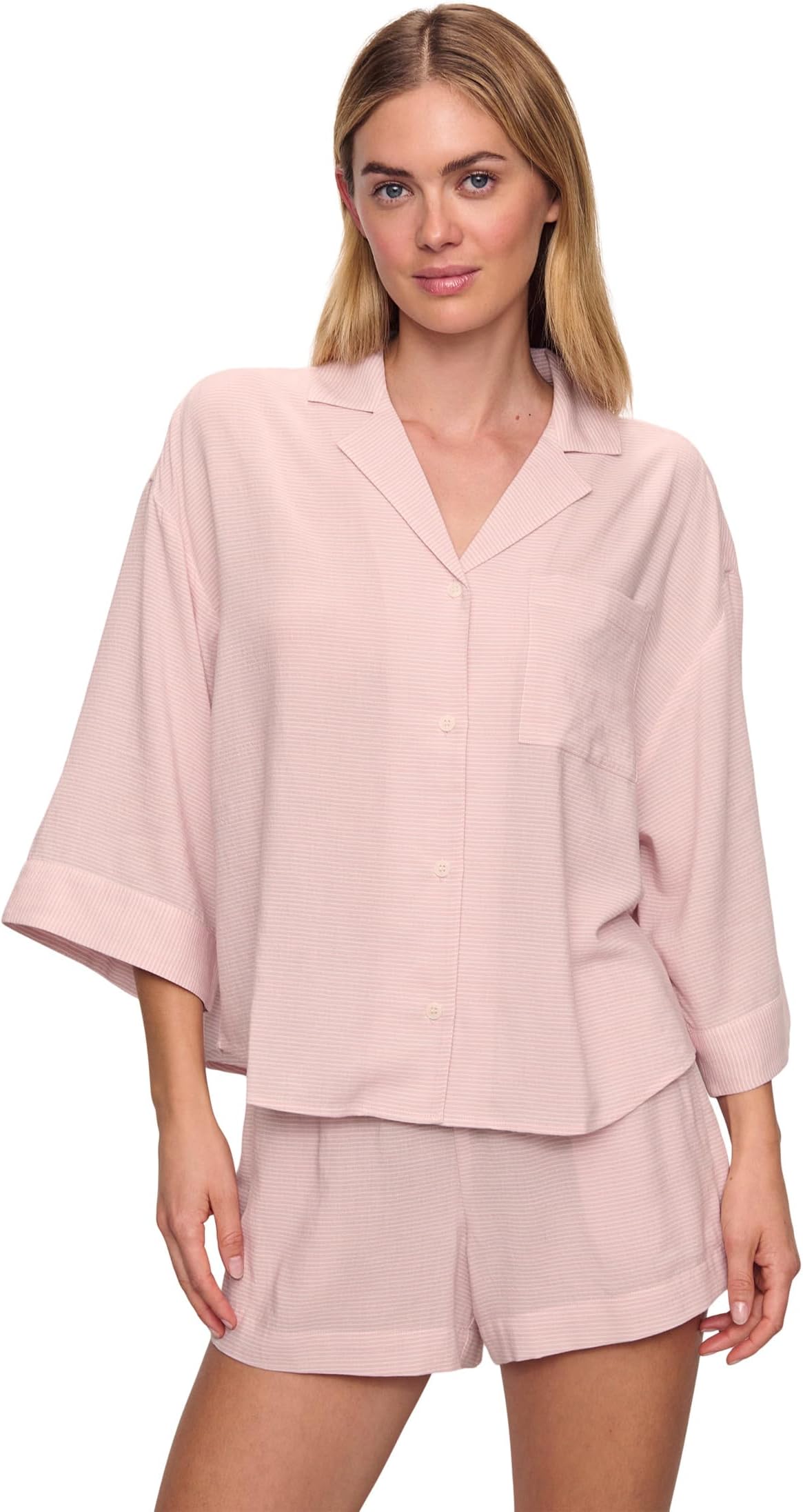 

Пижама Eberjey Nautico Relaxed Short Pj Set, цвет Feeder Stripespale Mauve/White