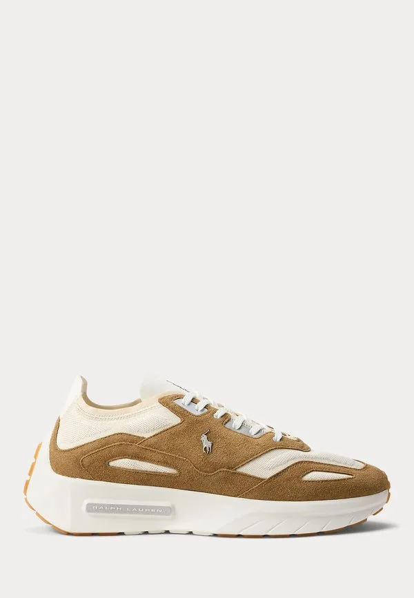 Трикотажные кроссовки boerum со вставками из замши Polo Ralph Lauren, Desert Tan/Deckwash White