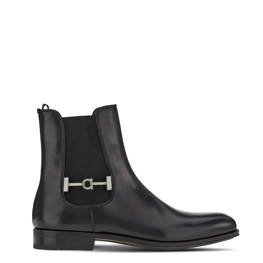 Мужские черные челси с пряжкой Ferragamo, черный