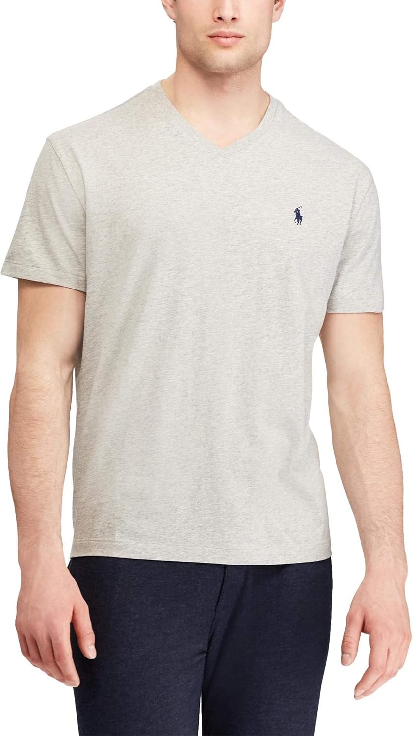 Мужская футболка Polo Ralph Lauren с V-образным вырезом, Basic Grey Heather — фото 2