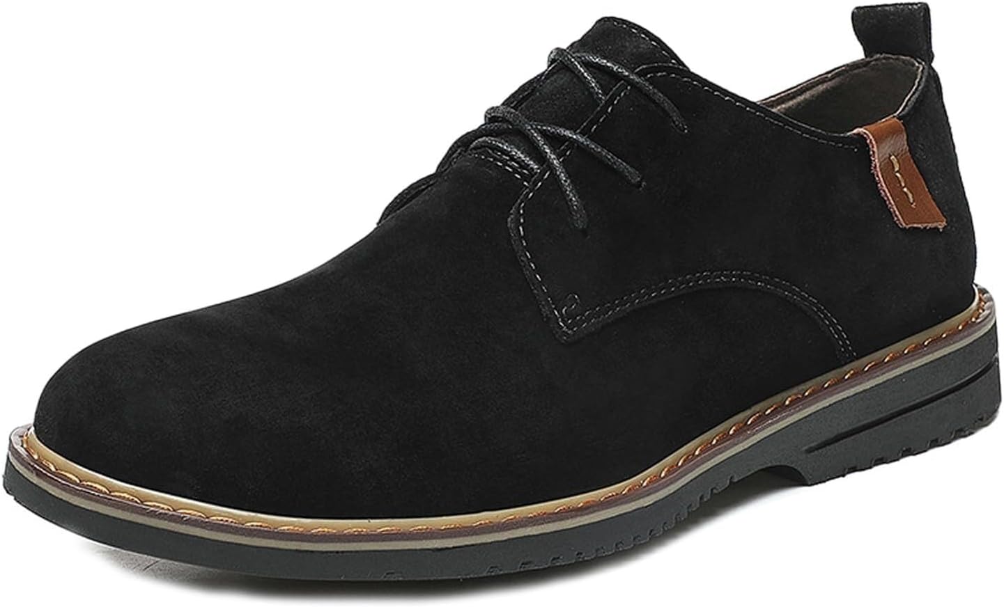 

Мужские классические оксфорды на шнуровке, повседневные кожаные комфортные туфли с круглым носком, деловые, с нескользящей массивной подошвой, формальные туфли для мужчин Generic, черный