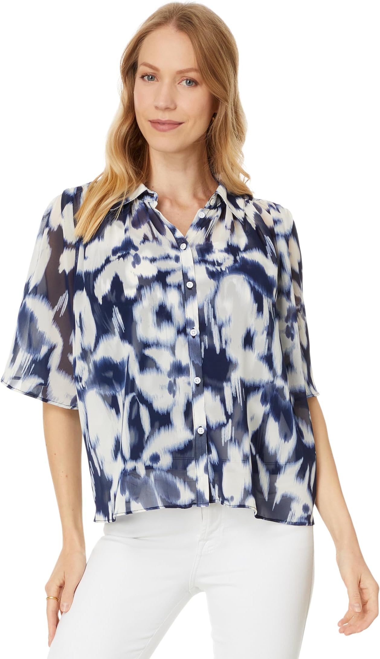 

Блуза Vince Camuto Collard Short Slv Blouse W Shirt, цвет Classic Navy