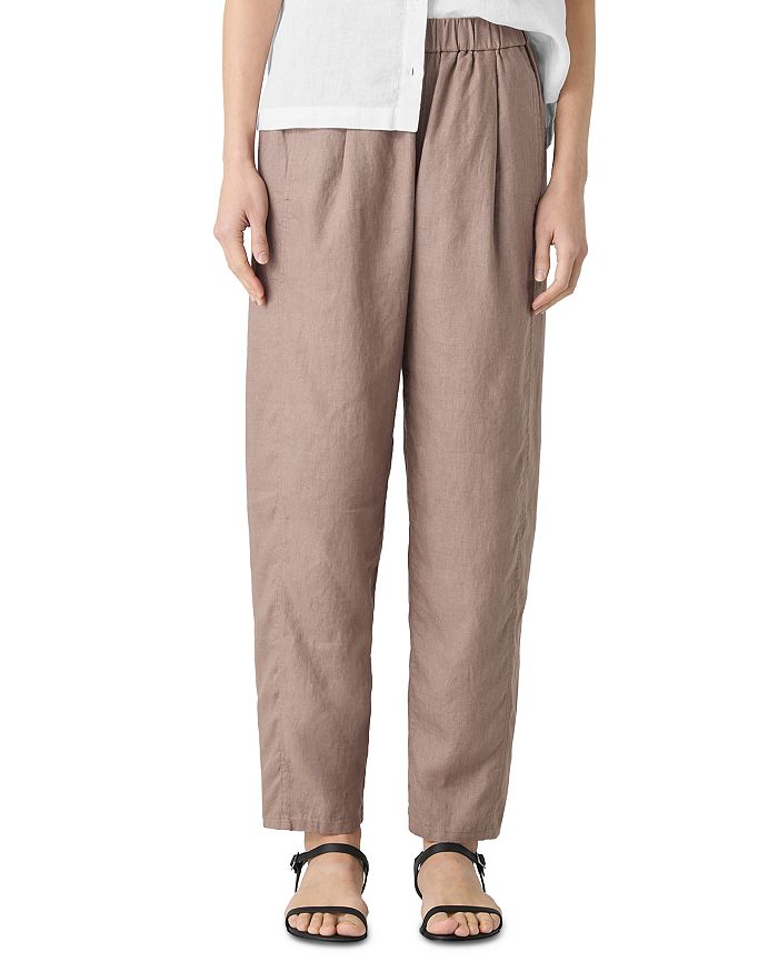 

Льняные плиссированные брюки-фонарики до щиколотки Eileen Fisher, коричневый