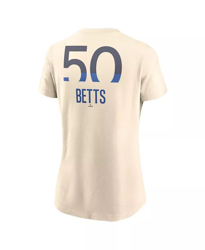 Женская футболка Mookie Betts Cream Los Angeles Dodgers 2024 City Connect Fuse с именем и номером Nike — фото 3
