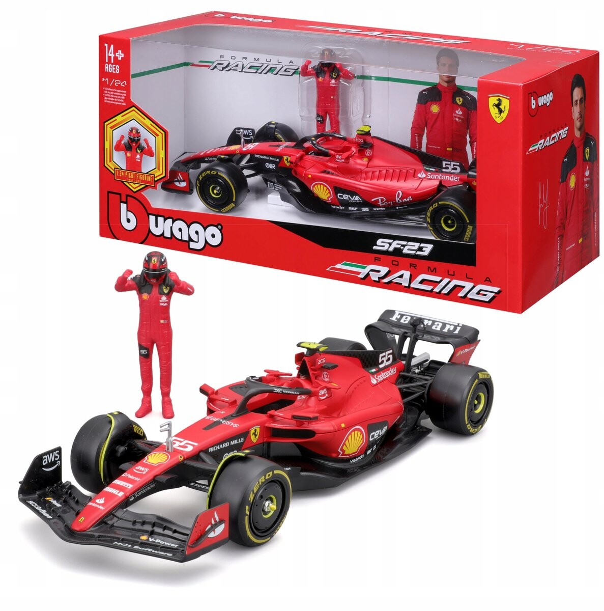

ФИГУРА BOLID F1 Ferrari SF-23 CARLOS SAINZ 1:24 МОДЕЛЬ BBURAGO 18-26809
