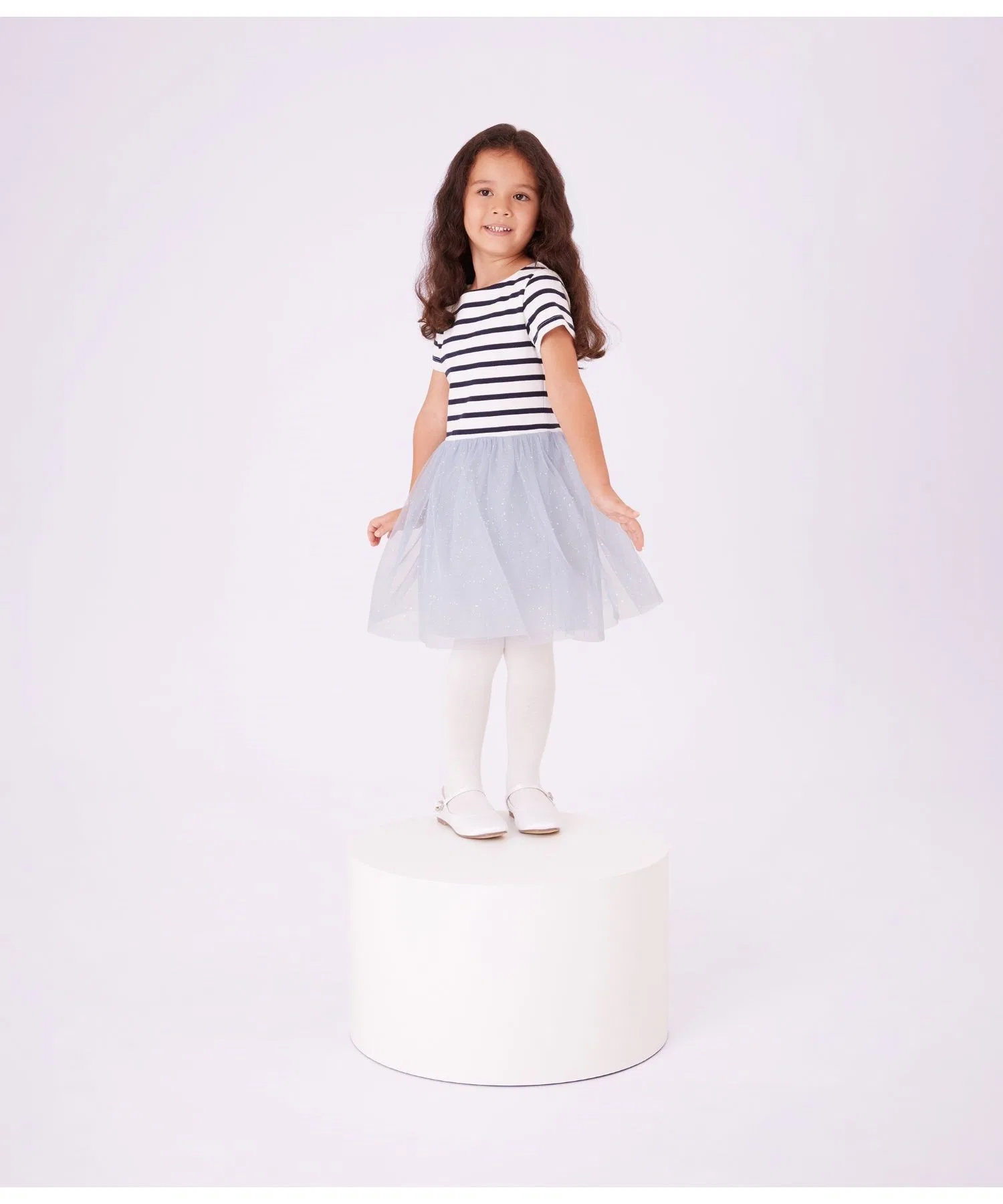 Детское платье Petit Bateau с принтом и тюлевой юбкой
