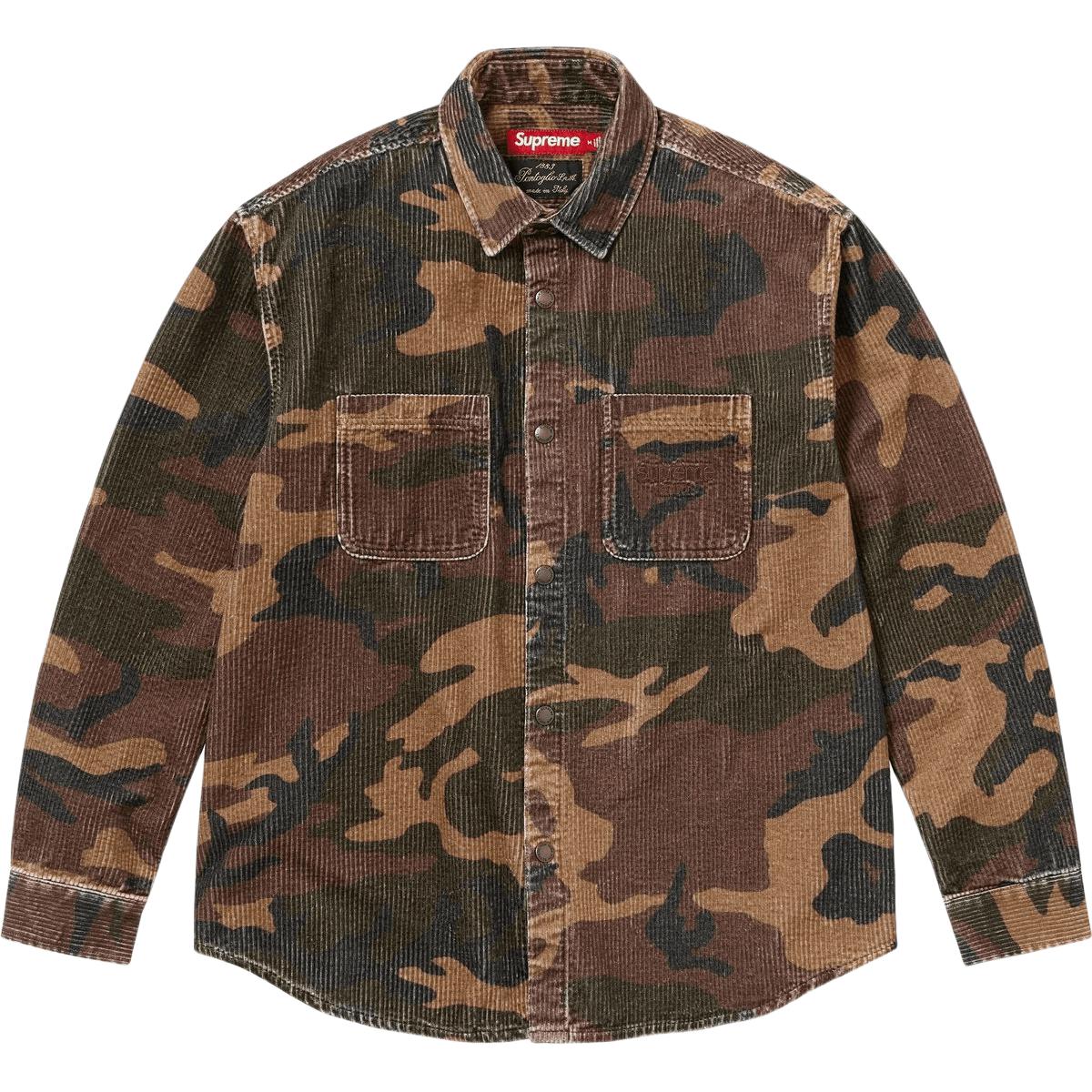 

FW25 WEEK18 Wide Wale Corduroy Snap Shirt Unisex Supreme, woodland camouflage/woodland camo