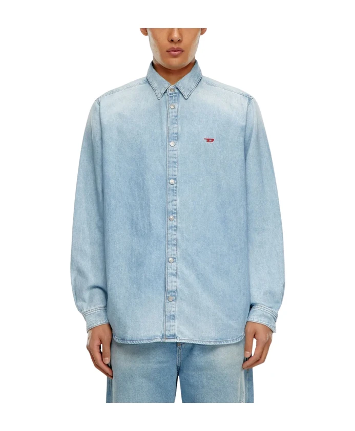 

Классическая рубашка с воротником и вышитым логотипом Diesel, синий