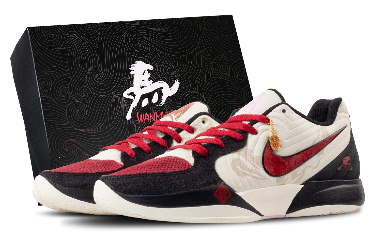 

Nike Мужские баскетбольные кроссовки Ja Morant 2 Jinge Iron Cavalry с низким верхом, износостойкие, черный с красными элементами