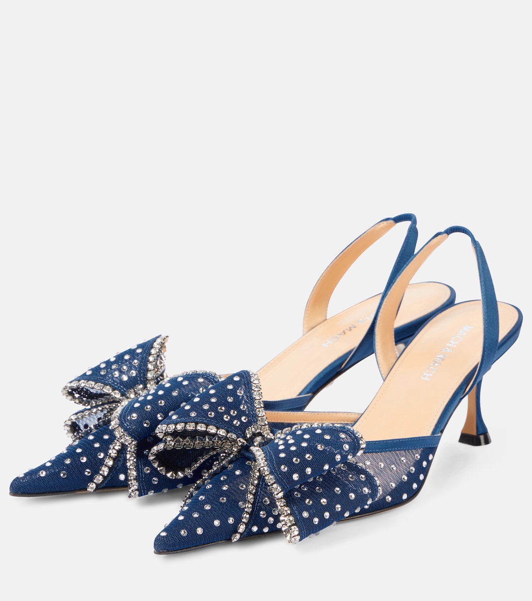 Туфли-лодочки Cadeau 65 с декором и открытой пяткой Mach & Mach, Navy Strass — фото 4