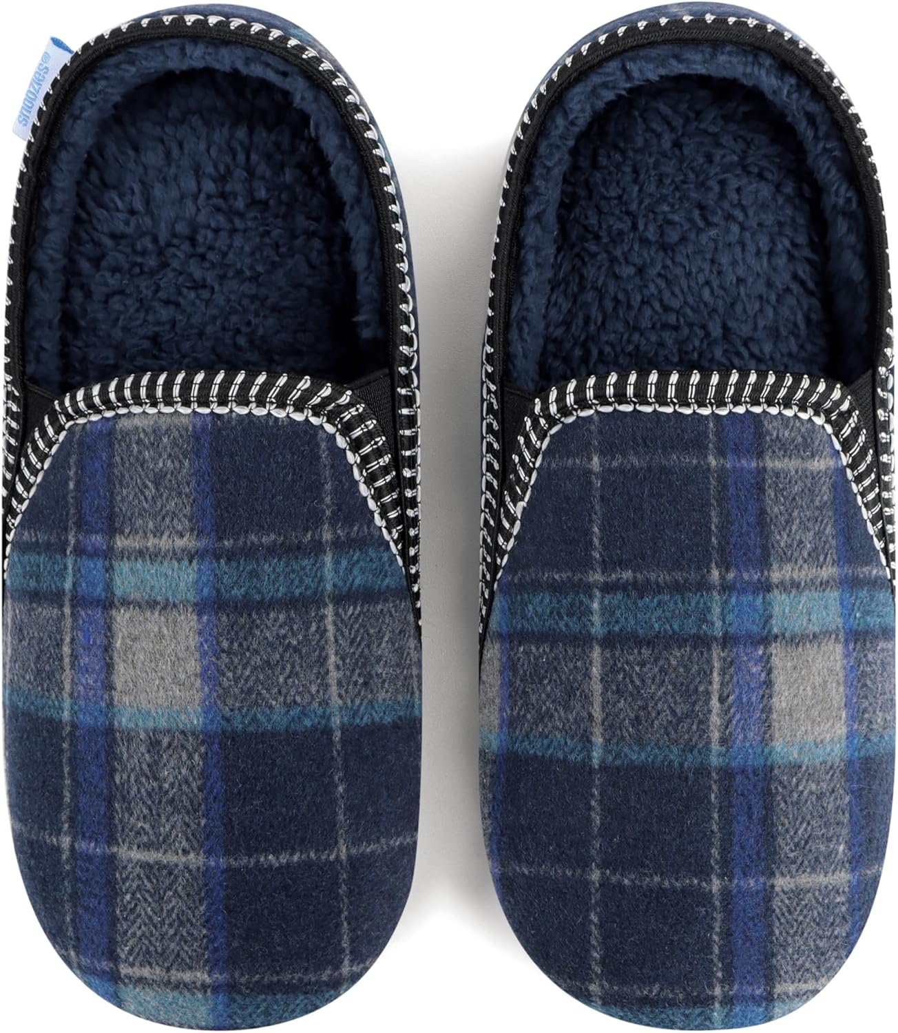 

Тапочки Snoozies Alpine Plaid с эффектом памяти для мужчин, для дома, мягкая подкладка из шерпы, мужские домашние тапки с нескользящей подошвой, синий