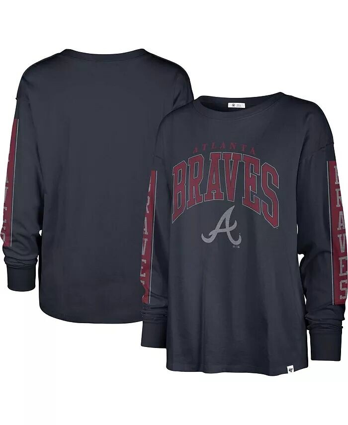 

Женская темно-синяя футболка с длинным рукавом Atlanta Braves Statement '47 Brand