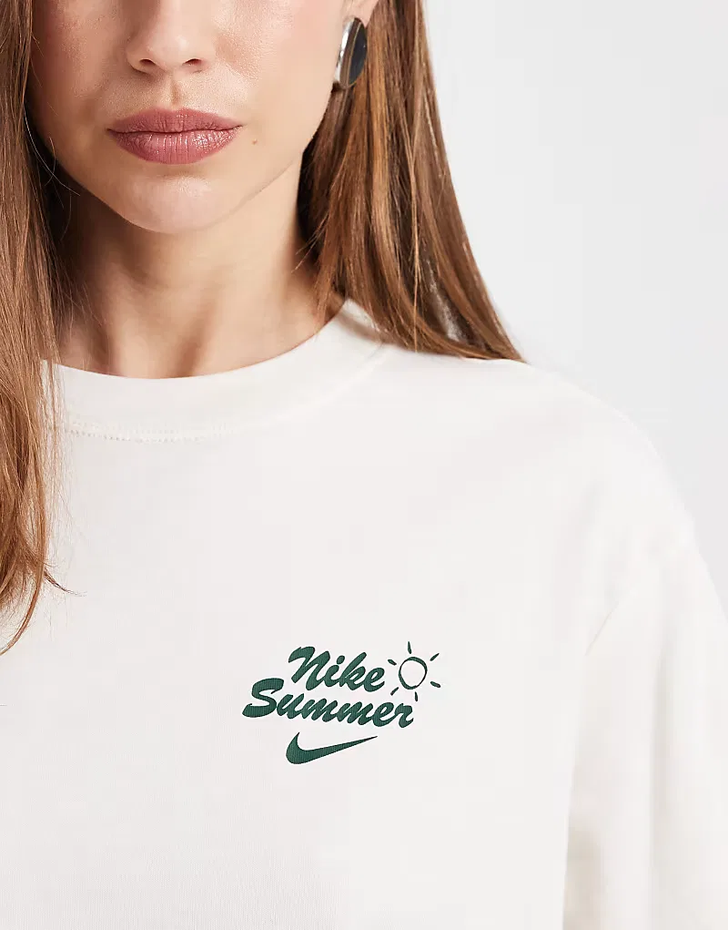 Футболка Nike свободного кроя с графическим принтом, кремовый — фото 3