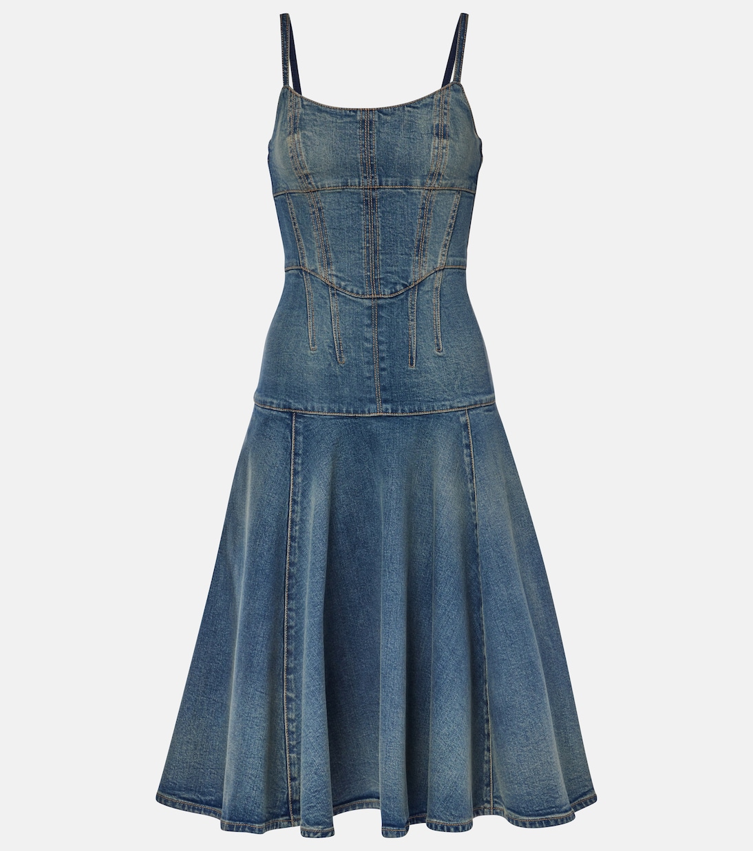 

Джинсовое платье миди McQueen, Indigo Stonewashed