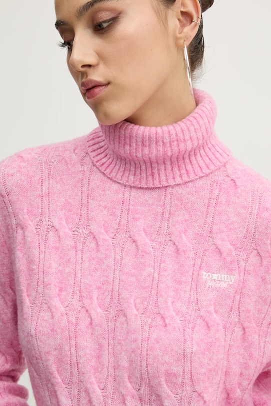 

Свитер с добавлением шерсти Tommy Jeans, розовый