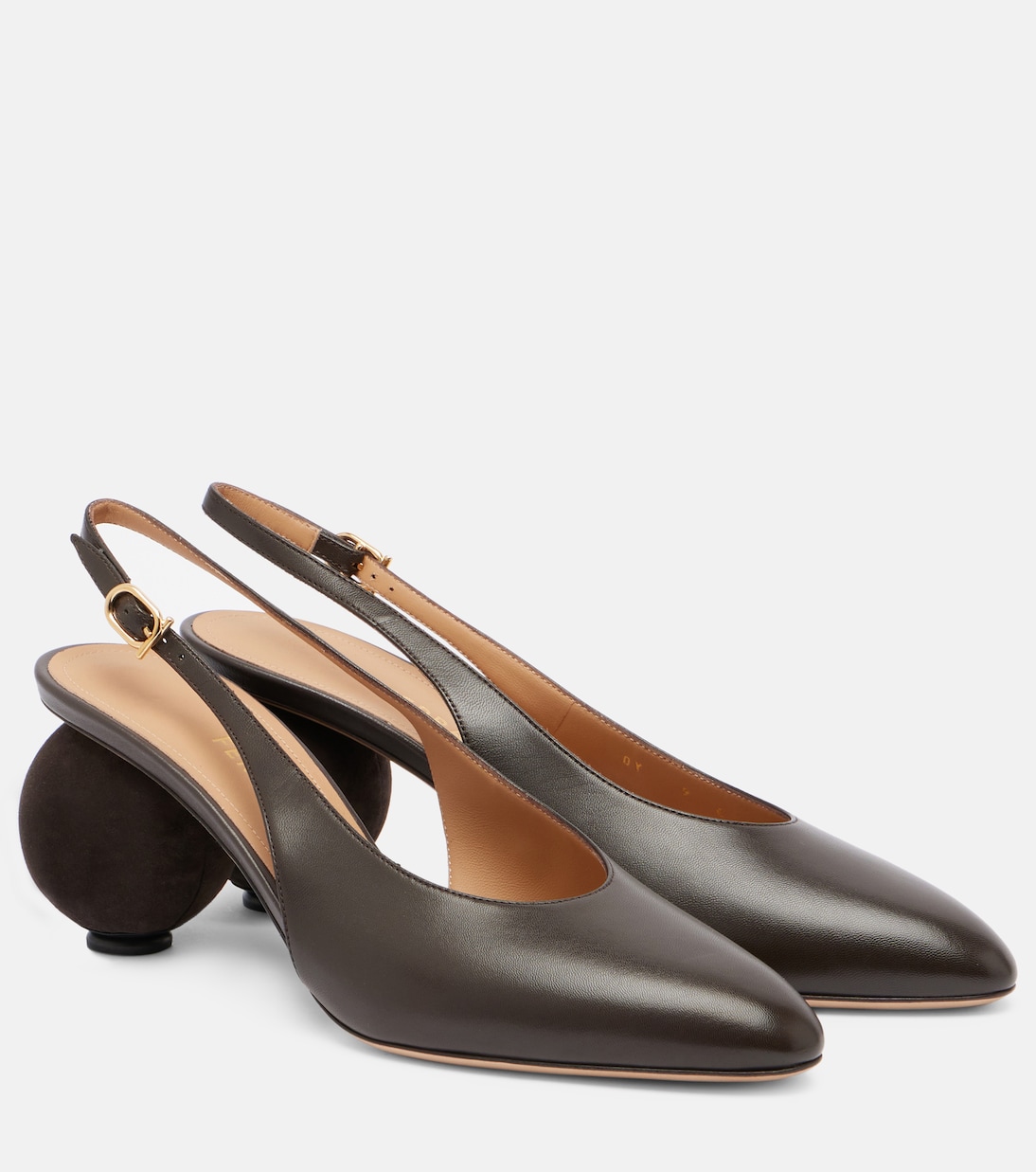 Кожаные туфли-лодочки Tessie 70 с открытой пяткой Ferragamo, Testa Di Moro