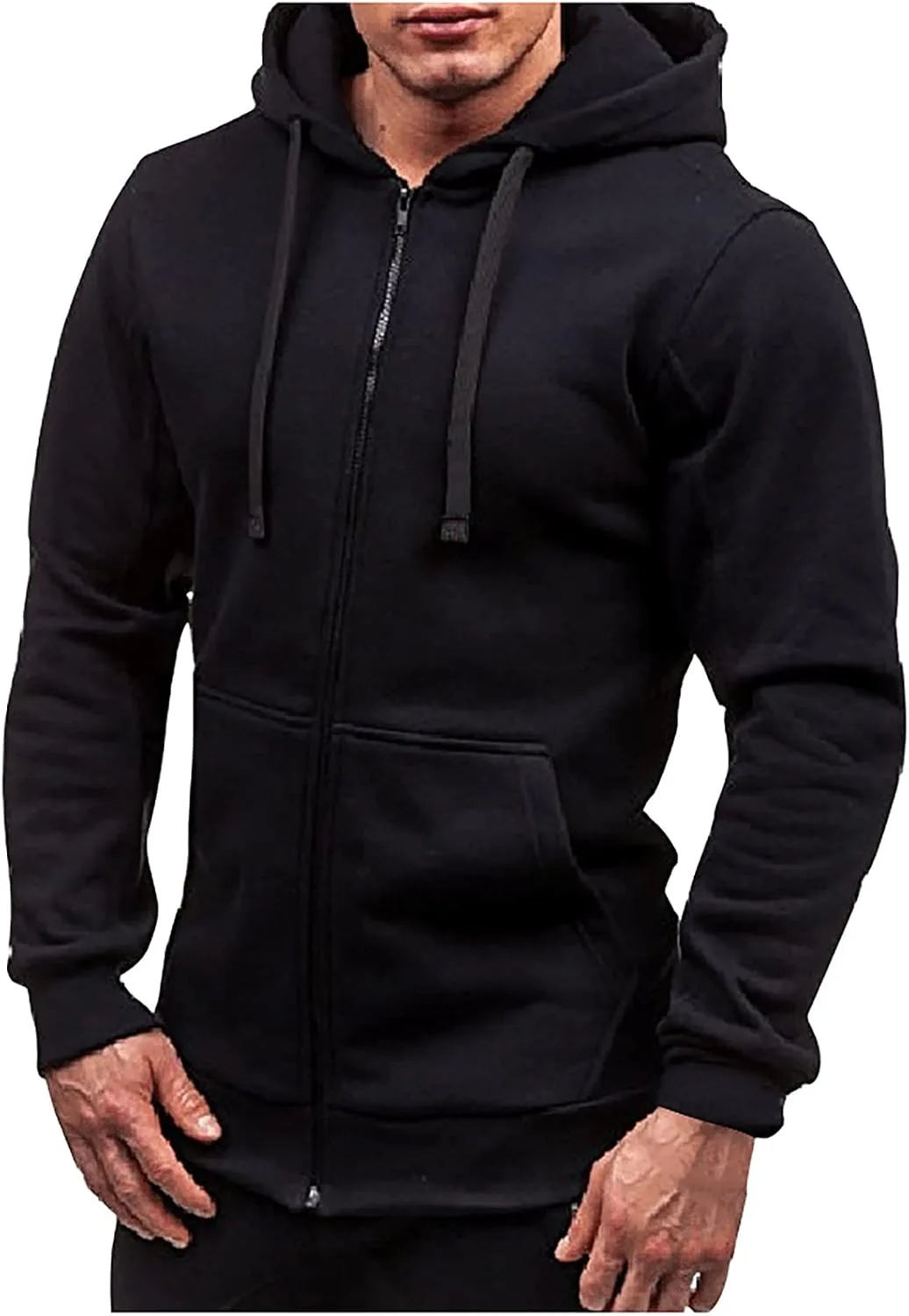 

Мужская худи на молнии slim fit с капюшоном на шнурке Floleo