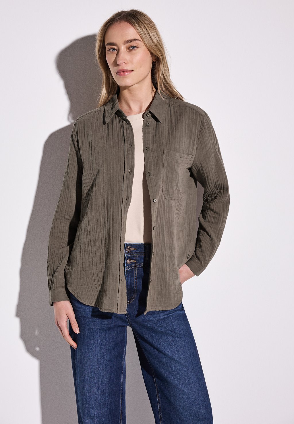 

Блузка на пуговицах Street One, коричневый