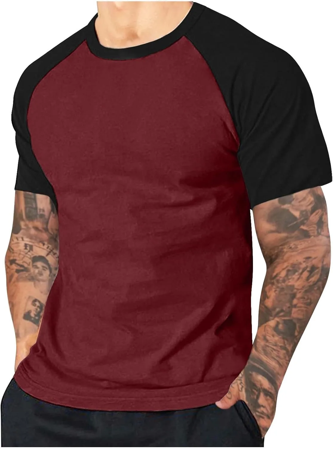 

Мужская футболка Raglan с коротким рукавом Slim Fit QUNPIU