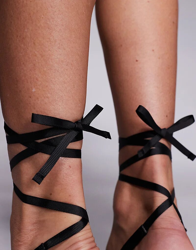 Туфли Pascha с завязками на высоком каблуке из черного атласа ASOS DESIGN — фото 3
