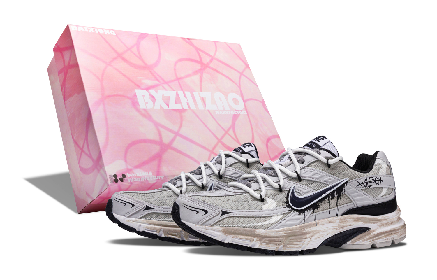 

Инициатор амортизация, износостойкие низкие кроссовки для мужчин Nike, серо-белый