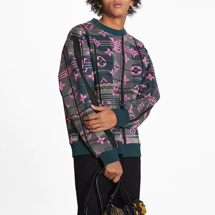 Толстовка LOUIS VUITTON LV SS21 Monogram Crewneck Pullover Long Sleeve Sweatshirt For Men Green 1A8P0J, темно-зеленый — фото 4