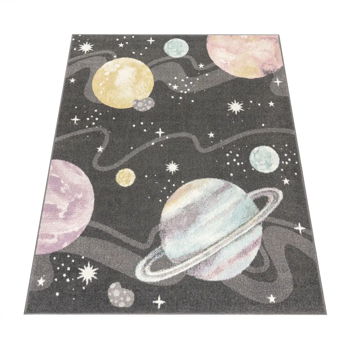 

Детский ковер Paco Home "Nino 888", прямоугольный, игровой коврик, короткий ворс, космический мотив, легко чистится, детская комната 133х133 см, цвет Anthrazit