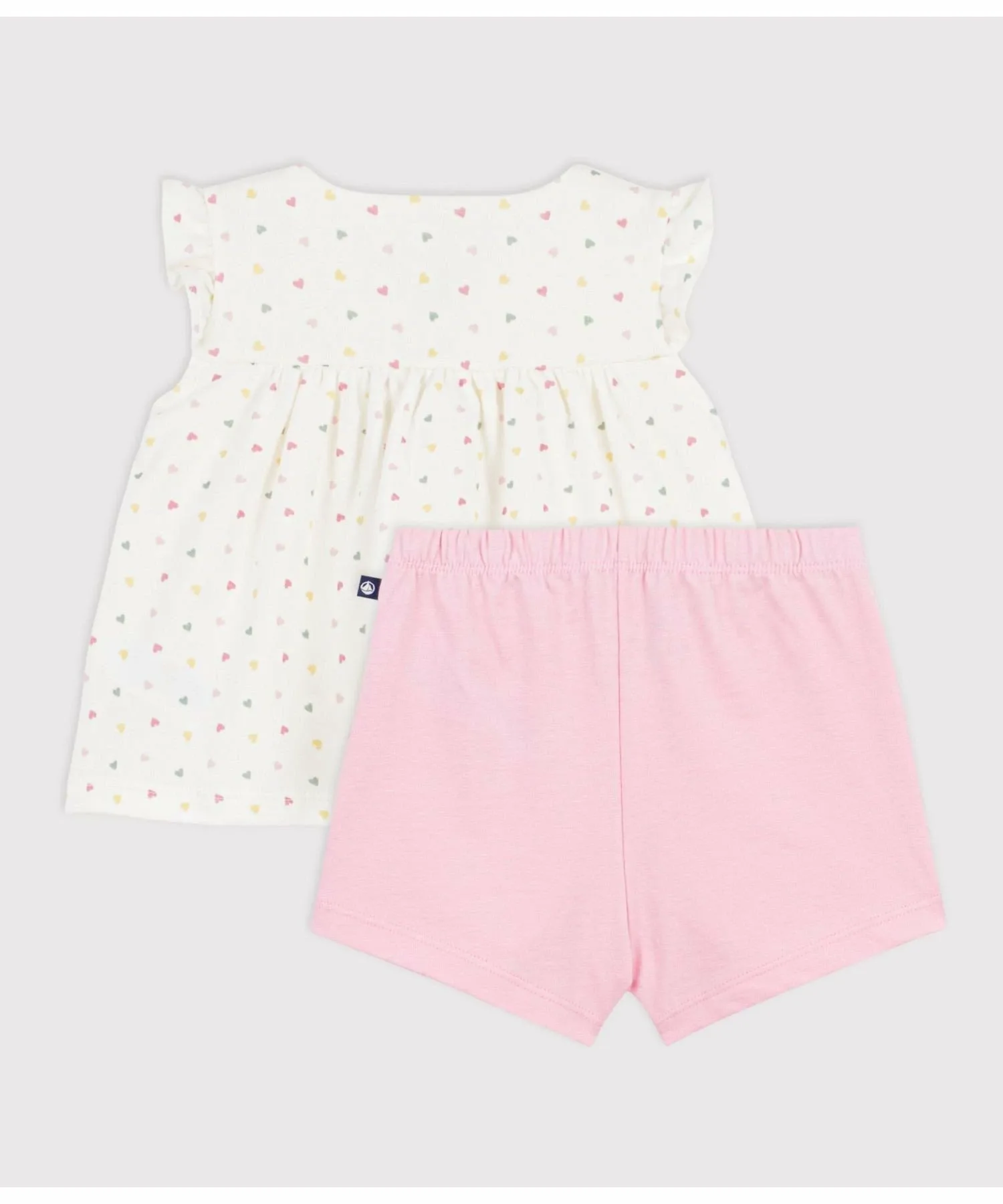 Детский комплект из двух предметов с принтом в виде сердечек PETIT BATEAU, Off-white/multicolor — фото 3