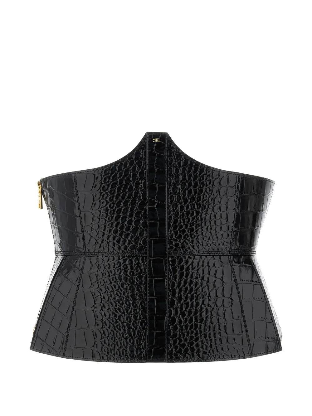 

Корсетный пояс с эффектом кожи крокодила Elisabetta Franchi, черный