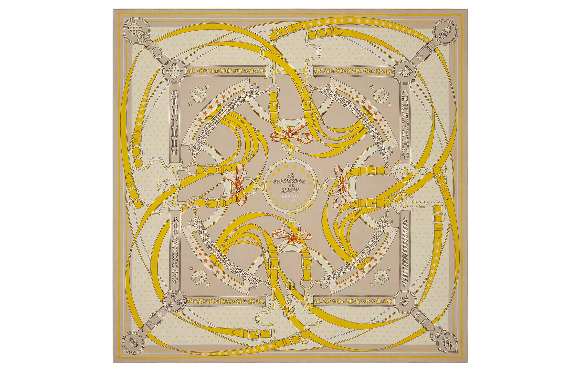 

HERMES Шёлковый шарф женский жёлтый, Yellow