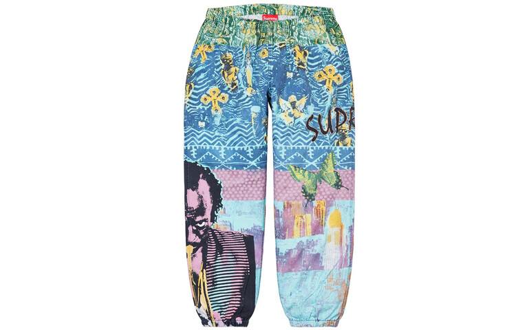 Штаны спортивные Supreme с принтом, черный / белый — фото 3