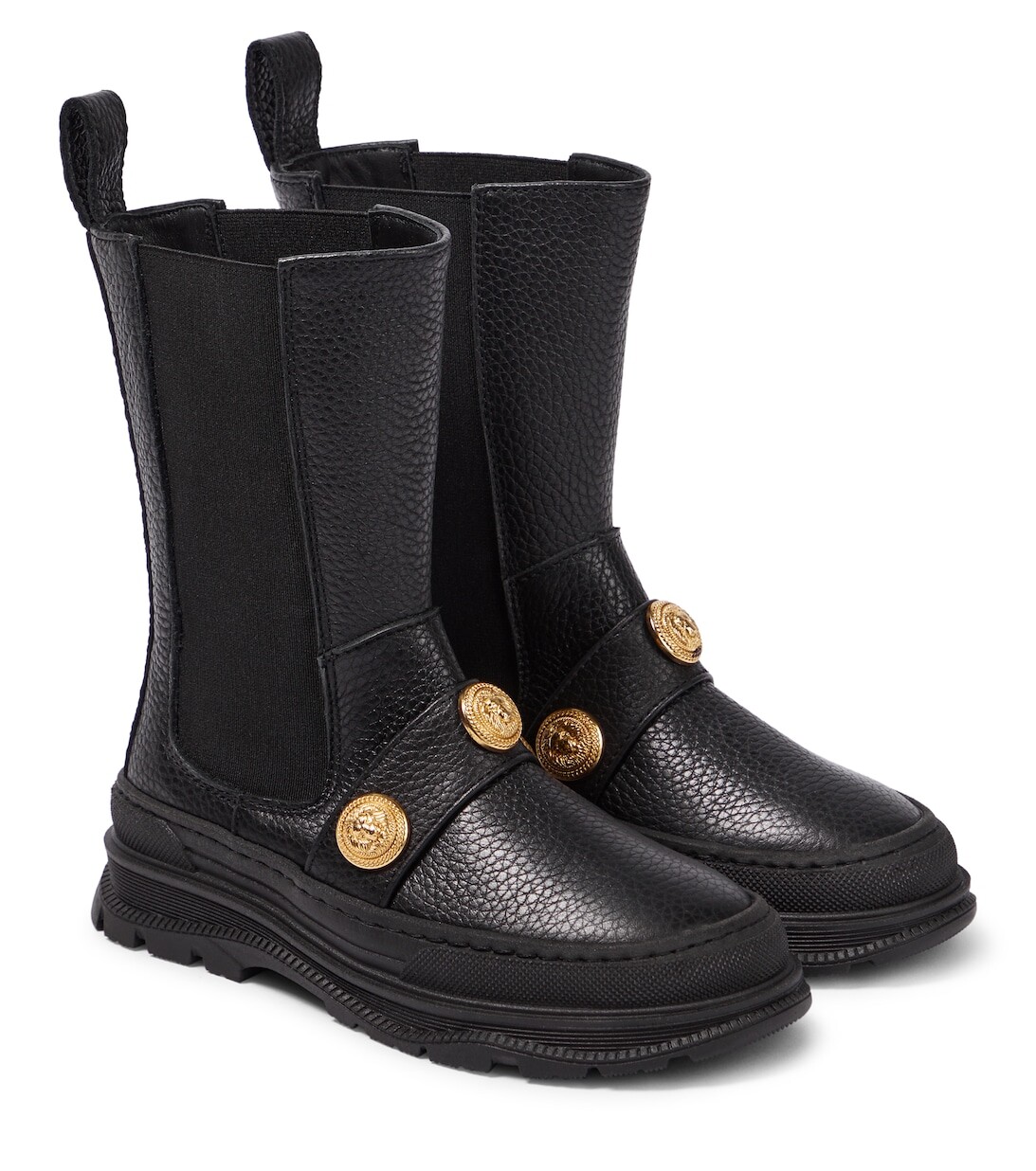 

Украшенные кожаные сапоги Balmain, черный