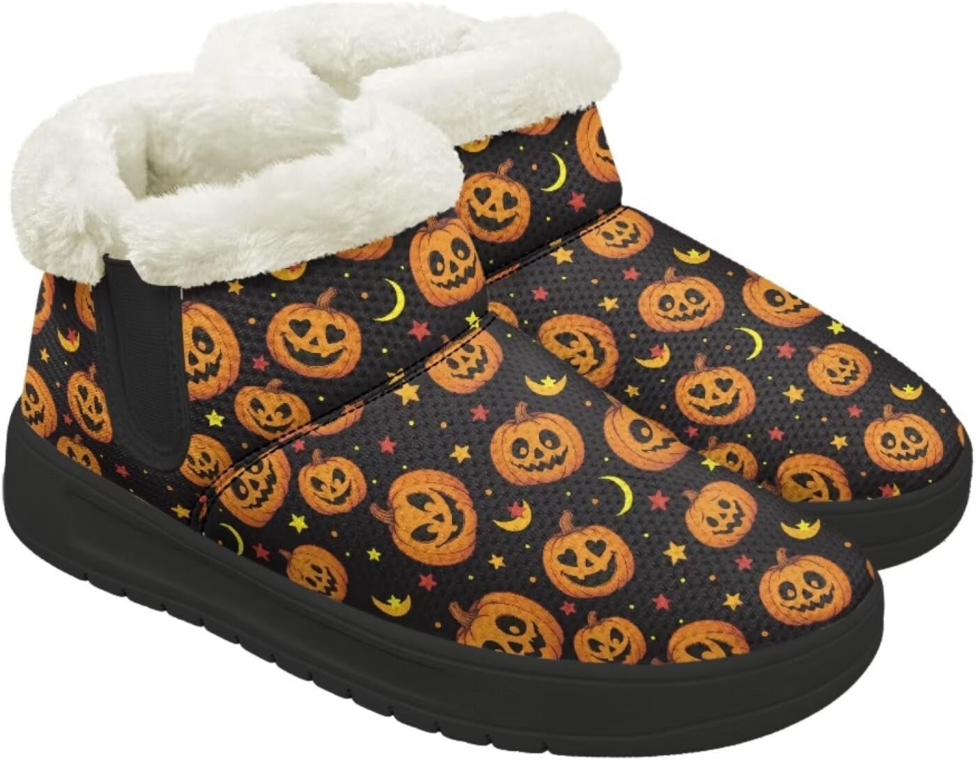 

Женские и мужские зимние ботинки Forchrinse на Хэллоуин с меховой подкладкой, модные теплые ботильоны, Halloween Pumpkin